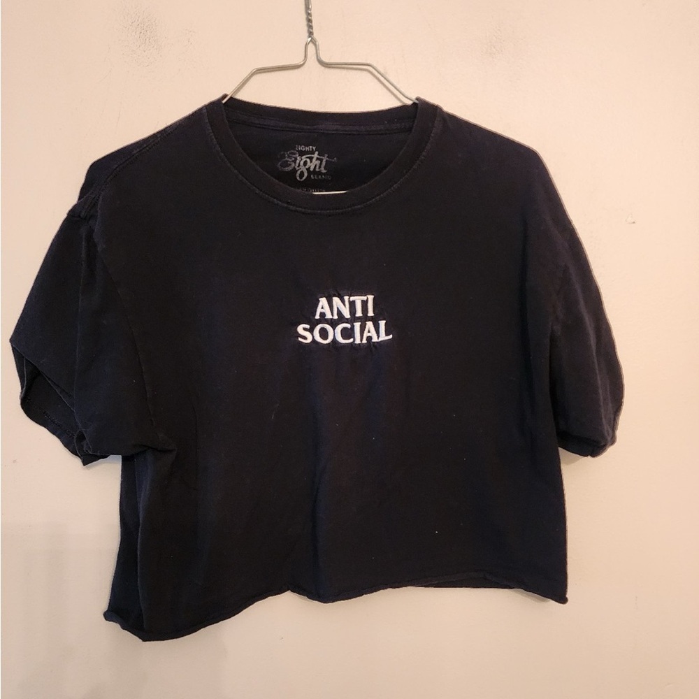 Eighty eight anti social black cropped top size womens medium